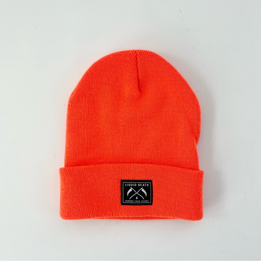 Liquid Death Beanie Neon Orange